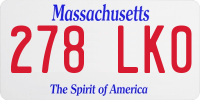 MA license plate 278LK0