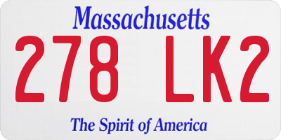 MA license plate 278LK2