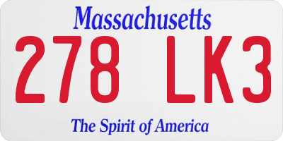 MA license plate 278LK3