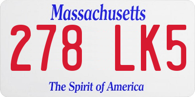 MA license plate 278LK5