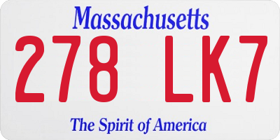 MA license plate 278LK7