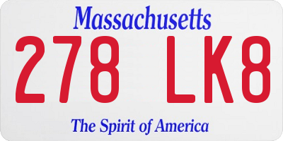 MA license plate 278LK8
