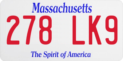 MA license plate 278LK9