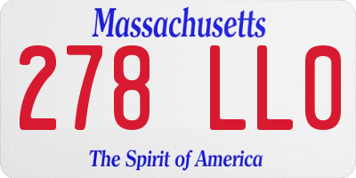 MA license plate 278LL0