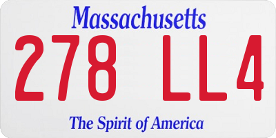 MA license plate 278LL4