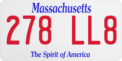MA license plate 278LL8