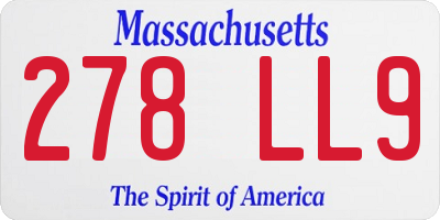 MA license plate 278LL9