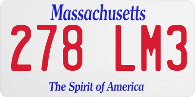 MA license plate 278LM3