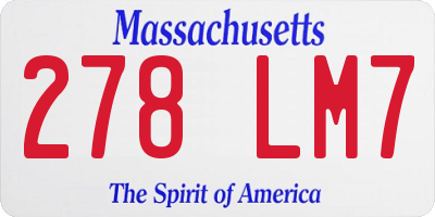 MA license plate 278LM7