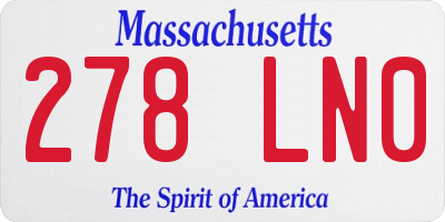MA license plate 278LN0