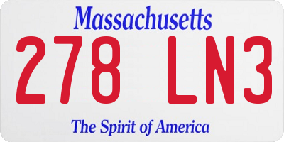 MA license plate 278LN3