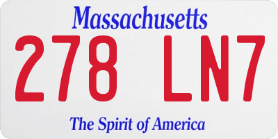 MA license plate 278LN7