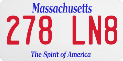 MA license plate 278LN8