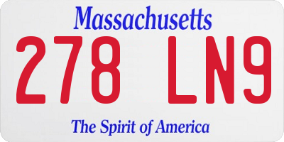 MA license plate 278LN9