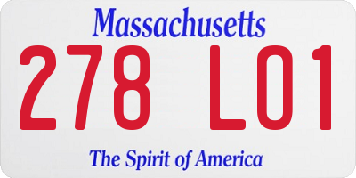 MA license plate 278LO1