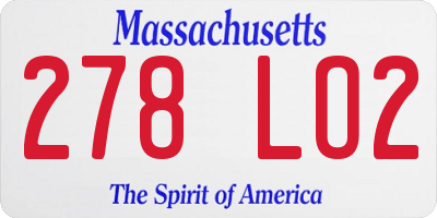 MA license plate 278LO2