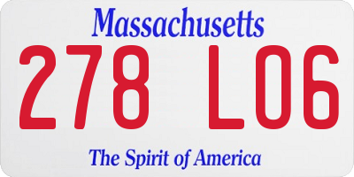 MA license plate 278LO6