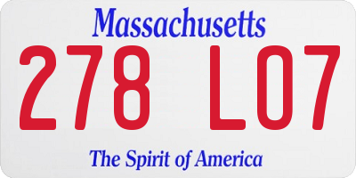 MA license plate 278LO7