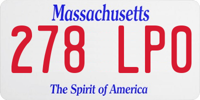 MA license plate 278LP0