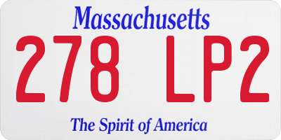 MA license plate 278LP2