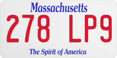 MA license plate 278LP9
