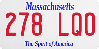 MA license plate 278LQ0