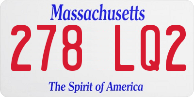 MA license plate 278LQ2