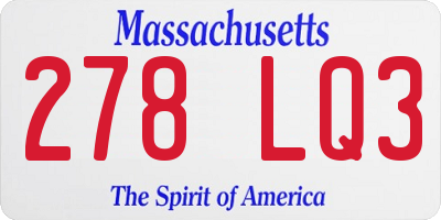 MA license plate 278LQ3