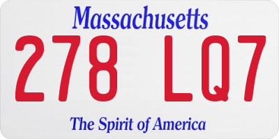 MA license plate 278LQ7