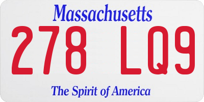 MA license plate 278LQ9