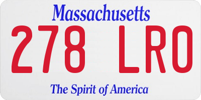 MA license plate 278LR0