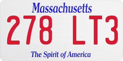 MA license plate 278LT3