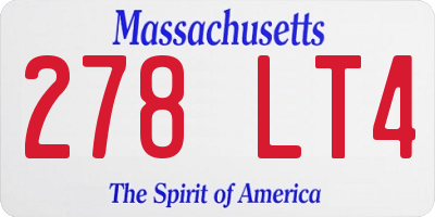 MA license plate 278LT4