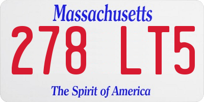 MA license plate 278LT5