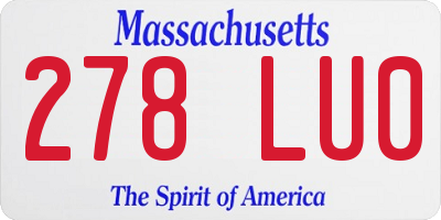 MA license plate 278LU0