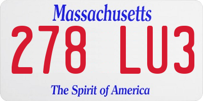 MA license plate 278LU3