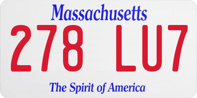 MA license plate 278LU7