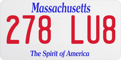 MA license plate 278LU8