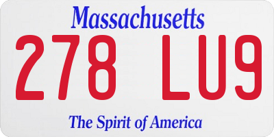 MA license plate 278LU9