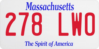 MA license plate 278LW0