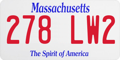 MA license plate 278LW2