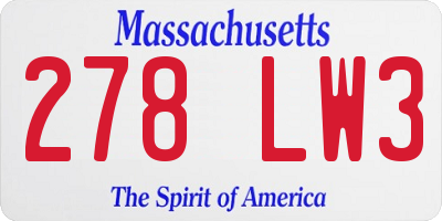 MA license plate 278LW3