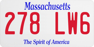MA license plate 278LW6