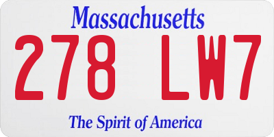 MA license plate 278LW7