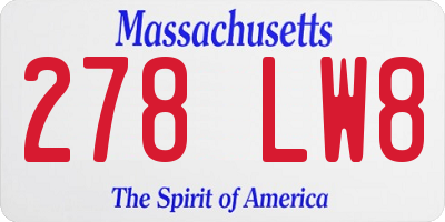 MA license plate 278LW8