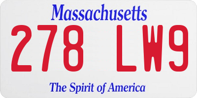 MA license plate 278LW9