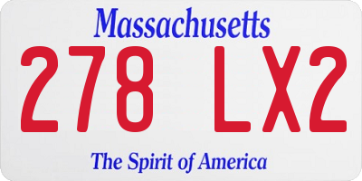 MA license plate 278LX2