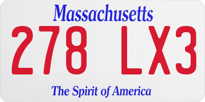 MA license plate 278LX3