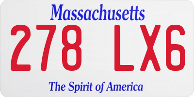 MA license plate 278LX6