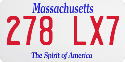 MA license plate 278LX7